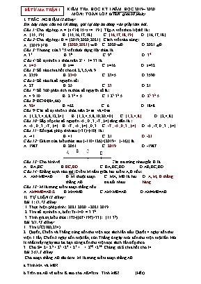 Bộ đề kiểm tra học kỳ I môn Toán Lớp 6 - Năm học 2019-2020
